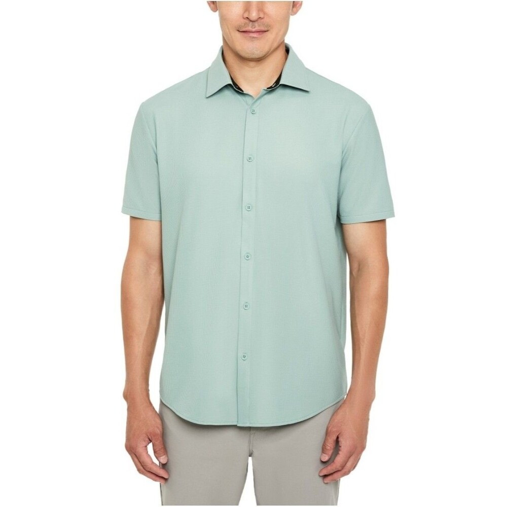 NWT Kenneth Cole Men's XXL Stretch Button-Up Shirt Green Moisture-Wicking NEW
